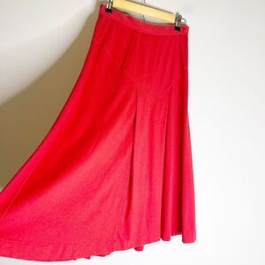Vintage 80s AXIS Size 10 Combed Cotton Skirt Red‎ Flare Midi Casual Flirty Style